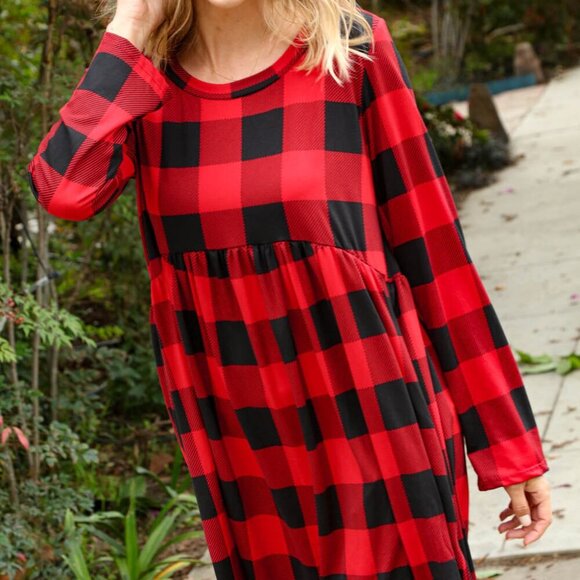 New Plaid Babydoll Midi Swing Dress with Pockets Size 3x - Picture 7 of 8